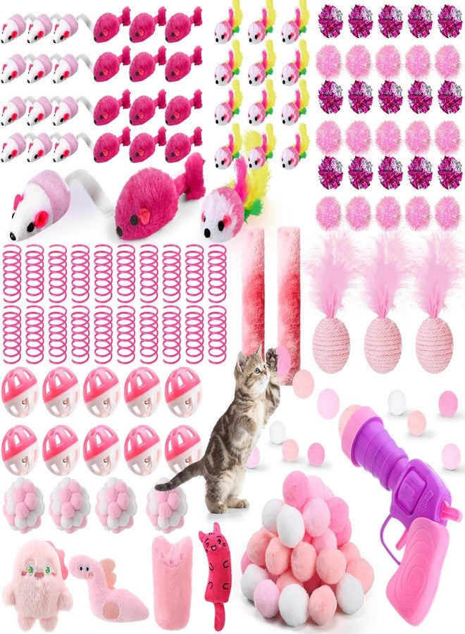 LaRandom 170 Pcs Cat Toy Pack for Indoor Cats Interactive Kitten Toys Including Cat Spring Plush Ball Launcher Catnip Mice Bell Balls Elastic Wool Balls for Indoor Cats Variety Pack - Image 1